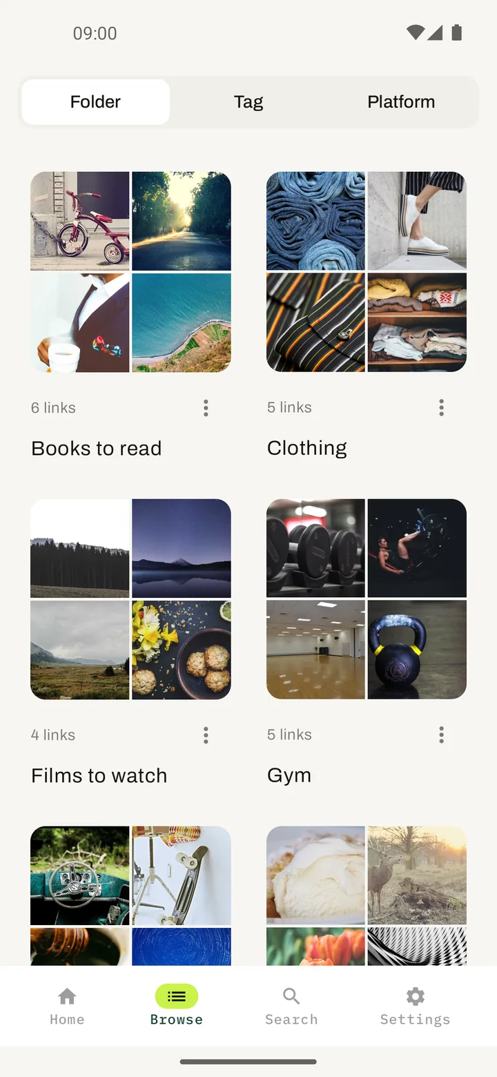 Elephant — browse your links by folder, tag or platform