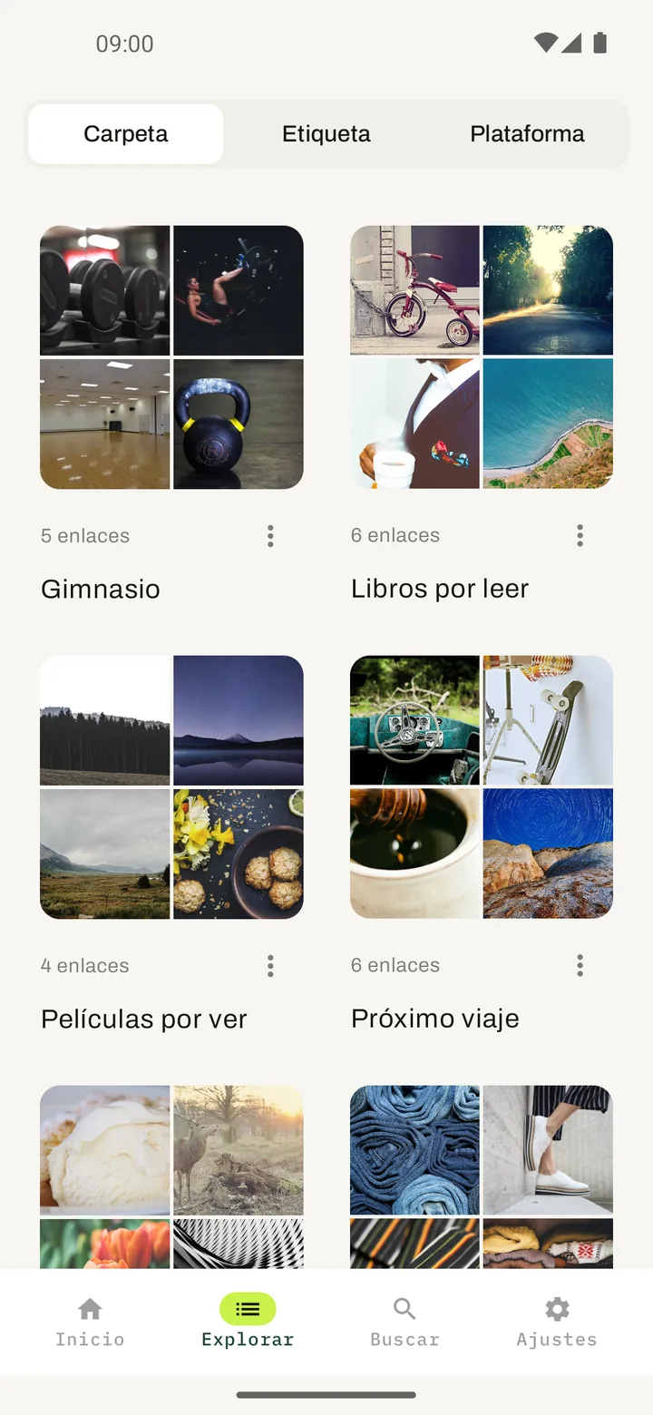 Elephant — explora tus enlaces por carpeta, etiqueta o plataforma
