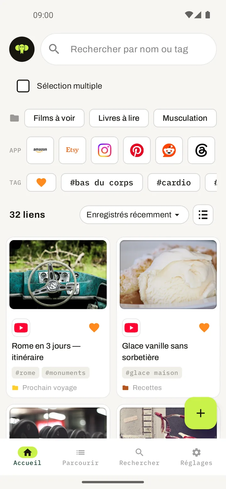 Elephant — ta bibliothèque de liens enregistrés, avec dossiers, plateformes et tags