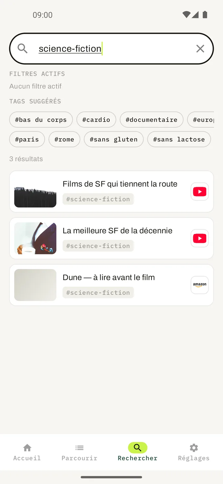 Elephant — recherche tes liens par nom ou tag