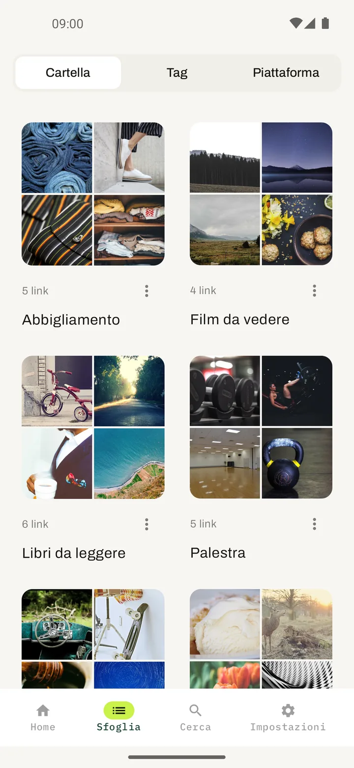 Elephant — sfoglia i link per cartella, tag o piattaforma