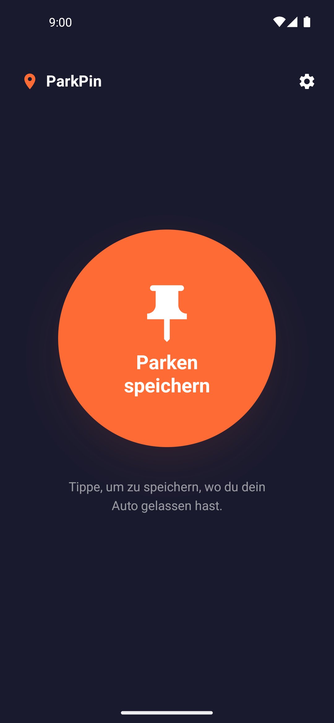 Park Pin — Bildschirm zum Speichern des Parkplatzes