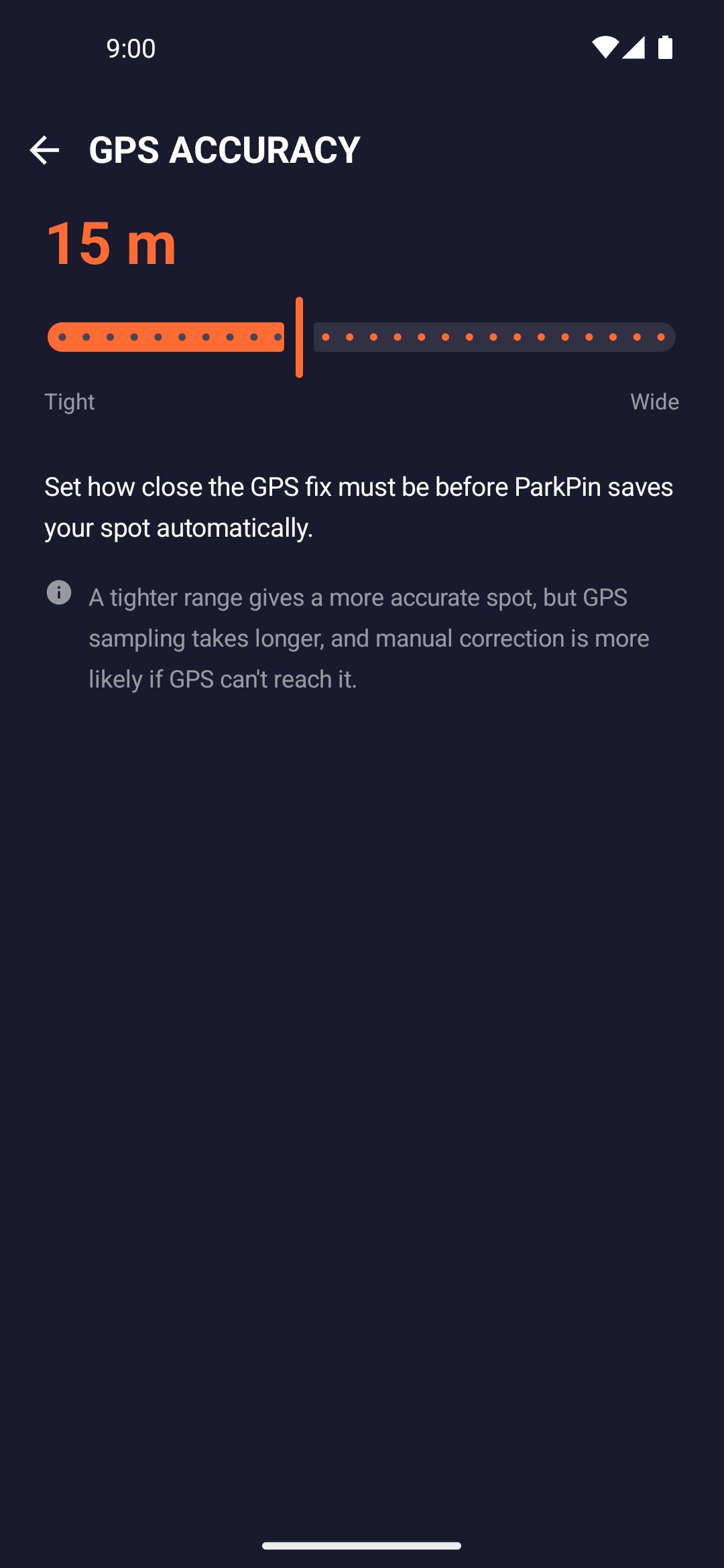 GPS accuracy setting