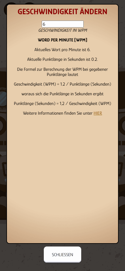 Geschwindigkeitsanpassung in WPM