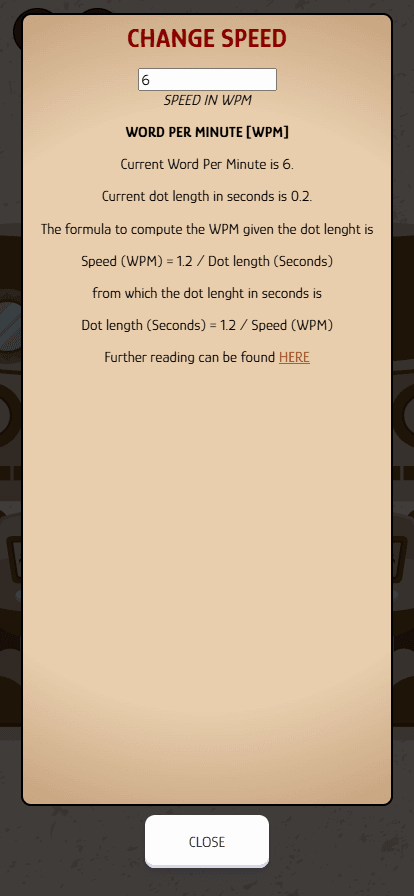 Speed adjustment in WPM