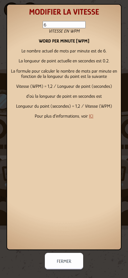 Réglage de la vitesse en MPM